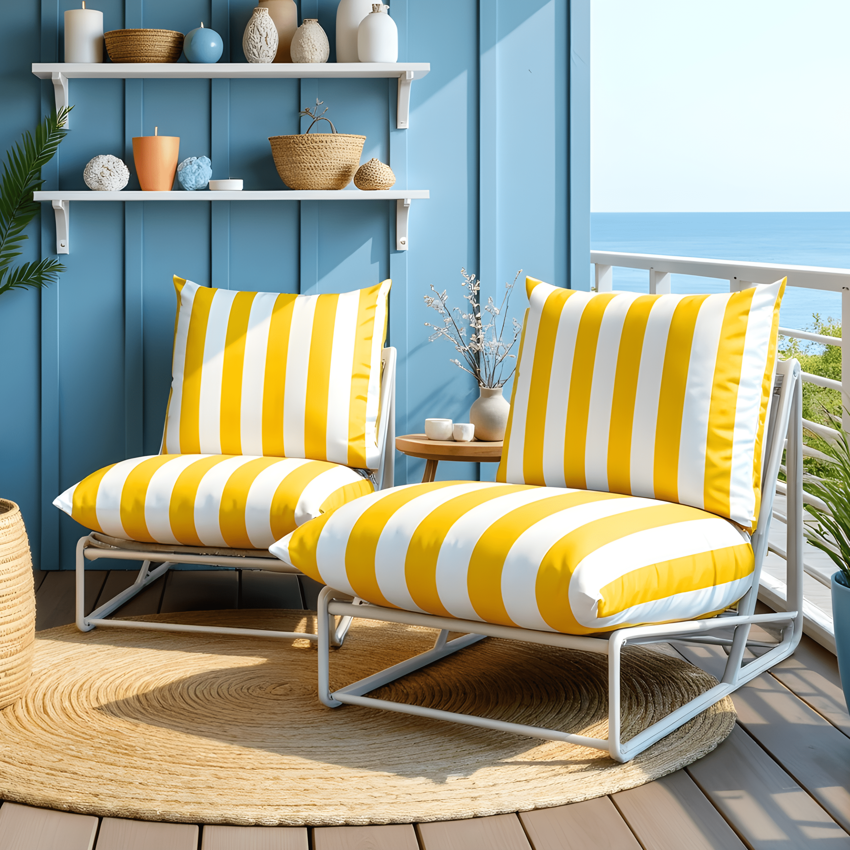 Rockin Cushions IKEA Outdoor Slipcovers 1 pillow and 1 seat cover Yellow Stripe Outdoor Slipcovers, Compatible with IKEA Havsten - Made to Order